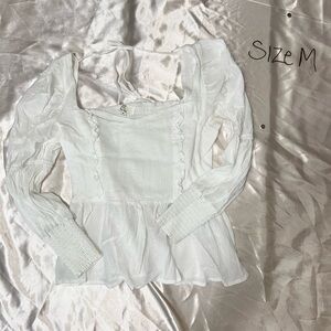 Trendy Boutique White Ruffled Blouse